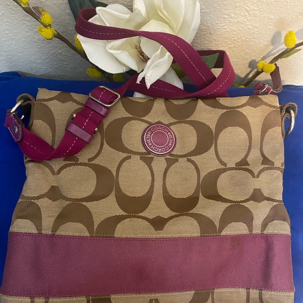 Coach Tan and Pink Crossbody Bag